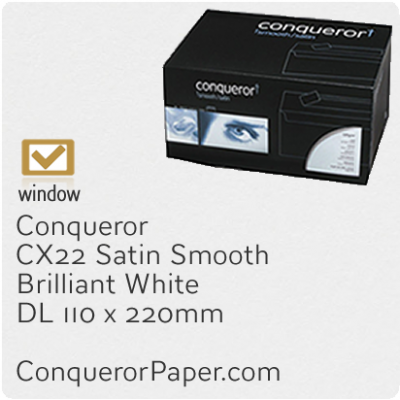 Envelopes CX22 Brilliant White Window DL-110x220mm 120gsm
