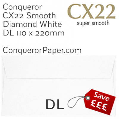 Envelopes CX22 Diamond White DL-110x220mm 120gsm