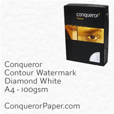 Conqueror Paper Watermarked Cream Contour - 100 GSM 50 Sheets A4 Hammer Embossed