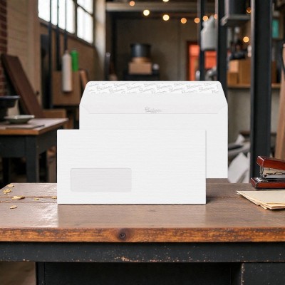 WINDOW Envelopes Laid Diamond White DL-110x220mm 120gsm