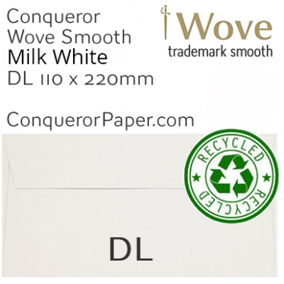 Envelopes Wove Milk White DL-110x220mm 120gsm Recycled